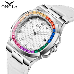Reloj de Cuarzo de Lujo para Hombre ONOLA 3852CH, Correa de Cuero Vacuno y Aleación, Diseño Moderno, Resistente al Agua, Esfera con Manecillas de Cristal, Clásico - Product Image 1