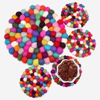 Sous-verres en feutre de laine - Style bohème, écologiques, lot de 6 |   Sous-verres absorbants pour table basse