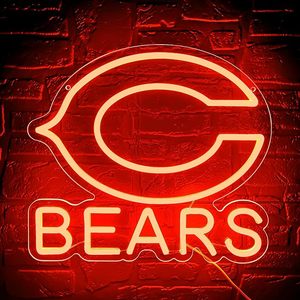 Letrero de Neón LED de Fútbol Americano BEARS, Luz de Neón para Decoración de Pared, Regulable, Letrero Naranja de Equipo de Fútbol Americano para Cuarto de Hombre - Product Image 1