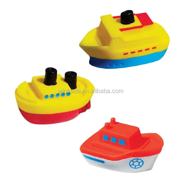 Conjunto de transporte de brinquedo para banheira, conjunto flutuador de borracha de barco com luz para banheira de bebê