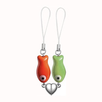 Porte-clés Pendentif en Alliage, Motif Cœur d'Amour et Petit Poisson, Aimant pour Couple, Cadeau Saint-Valentin, Idéal pour l'Export