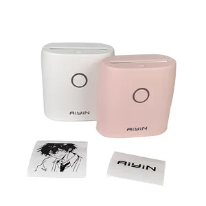 AiYin เครื่องพิมพ์ความร้อนแบบพกพา Mini ไร้สาย BT 300dpi การพิมพ์ฉลากภาพด้วยสาย USB แบบพกพา Photo Pocket เครื่องพิมพ์