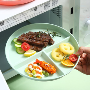 Plato de plástico dividido con base, tres compartimentos, comida saludable para uso doméstico, para niños, para bajar de peso, con cubiertos. - Product Image 3