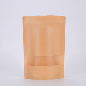 Vente directe usine – Sac Mylar refermable à fermeture éclair, marron, avec fenêtre transparente, type pochette verticale, très demandé - Product Image 1