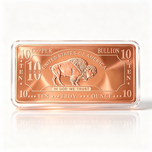 Barre de cuivre patriotique de 10 onces avec relief en relief de buffle - Product Image 1