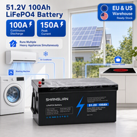 Batería LiFePO4 de 51.2V 100Ah con BMS de 100A, Carga Rápida 0.5C, Amplio Rango de Temperatura, IP65, para Uso Solar, RV, Marino, Sistemas de Respaldo Doméstico
