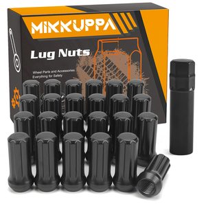 MIKKUPPA M14x1.5 Tuercas negras <span class=keywords><strong>7</strong></span>-Box RTS 24PCS Tuercas grandes de asiento de bellota para Chevrolet Silverado y Chevy Suburban Acabado cromado - Product Image 1