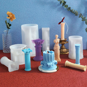 Homwsun 3D columna romana vela molde europeo Simple hogar aromaterapia vela DIY resina silicona molde - Product Image 3