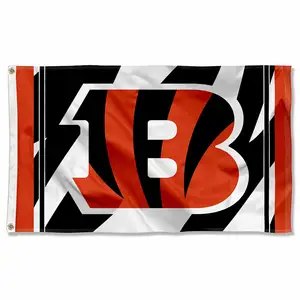 Wholesale customized 32NFL teams 3*5ft100% polyester double-sided outdoor durable brass washers Cincinnati Bengal Tiger Flag