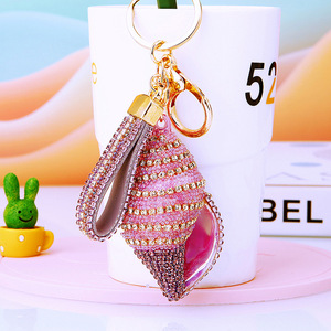 2026 Coolter Llavero de Concha Grande de Cristal con Perlas Brillantes y Diamantes de Imitación, Estilo Vintage de Dibujos Animados, Colgante de Encanto Oceánico para Playa - Product Image 2