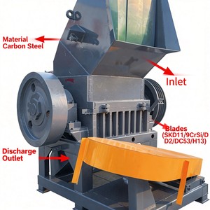 Nuova Macchina Trituratrice ad Alta Efficienza per Riciclaggio Bottiglie di Plastica, Prezzo Competitivo, Trituratore per Fusti/Cesti/Sacchi/Pellicole - Product Image 3