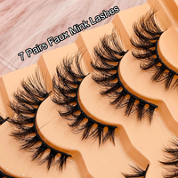7 paires Europe naturel Faux cils de vison paquet personnalisé cils végétaliens en gros