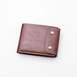 Portefeuille court pour homme à double boucle boutonnée, en PU, avec fermeture éclair et fermoir ; Léger, pour billets de banque en dollars américains, en polyester - Product Image 1