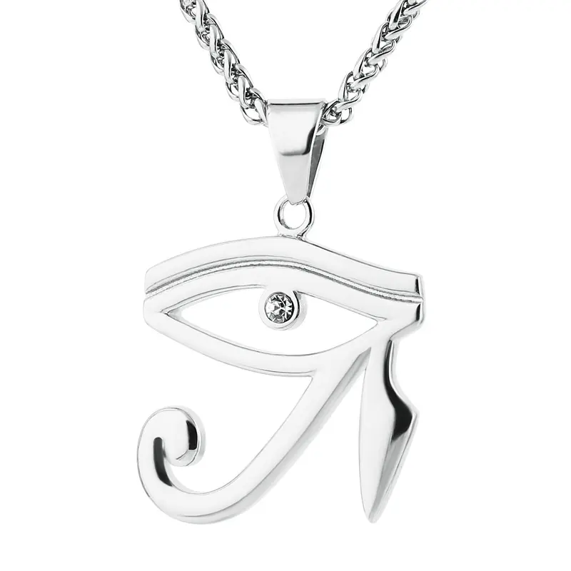 Yiwu Meise Egypt Protection Pendant on Stainless steel Ancient Egyptian Symbol of Protection CZ Eye of Horus Necklace