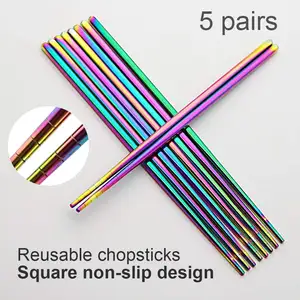 Premium Reusable Metal Stainless Steel Chopsticks Dishwasher Safe Lightweight Chopsticks