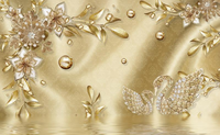 Papier peint autocollant de style européen, motif damas doré 3D, fleurs luxueuses, pour salon, décoration intérieure