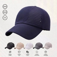 Casquette de baseball perforée au laser à séchage rapide, respirante, avec trous découpés au laser, casquette de sport réglable, logo personnalisé, pour course en extérieur, golf, ou comme casquette de papa