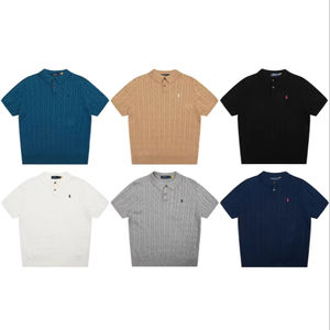 T-shirt a maniche corte in maglia ricamata di alta qualità con risvolto stile <span class=keywords><strong>polo</strong></span>, lavorazione a piccola torsione, per il commercio transfrontaliero, stile INS - Product Image 1