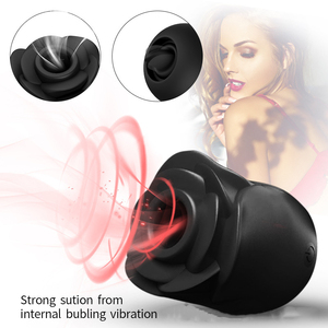 Jouet sexuel rose, puissant stimulateur clitoridien, langue suceuse et lécheuse, 2 en 1, vibrateur rose <span class=keywords><strong>noir</strong></span>, vibrateur en forme de rose pour femmes - Product Image 6