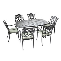 Moderno al por mayor Durable impermeable de aluminio fundido al aire libre Patio Muebles de jardín Juego de mesa de comedor con sillón