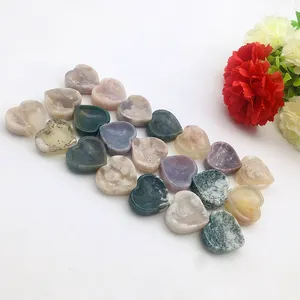 Mangkuk kristal batu akik Sakura kecil alami mangkuk batu akik lumut Mini untuk dekorasi