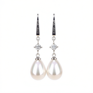 Orecchini Pendenti con Perle Jewelmer in Argento 925, Perle Coltivate Bianche AAA a Goccia, Placcati in Rodio, Classici da Donna per Matrimonio - Product Image 1