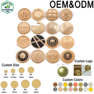Oeko-Tex Standard 100 <strong>Button</strong> Custom Brass <strong>Metal</strong> Logo Washable Embossed Blazer Gold Snap Nickel-free Shank <strong>Buttons</strong> for Clothes - Product Image 1