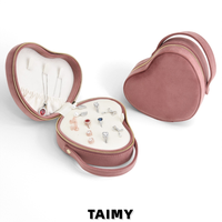 Boîtes à bijoux en velours en gros avec fermeture éclair, étui portable pour organiser les bijoux, boîte d'emballage personnalisée avec logo pour cadeau de Saint-Valentin