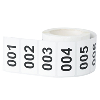 Autocollants numérotés séquentiels en PVC imperméable 2x4cm 001-500, autocollants résistants aux UV pour l'inventaire des dossiers d'entrepôt, rouleau de 500 étiquettes
