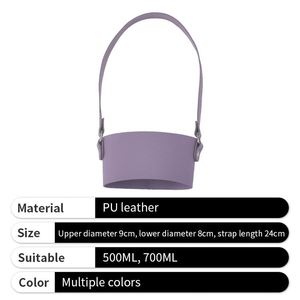 2026 Custom Leather Glass Sleeve Adjustable Women Outdoor Tumbler <b>Tea</b> Cup Holder Bag for Coffee - Product Image 3