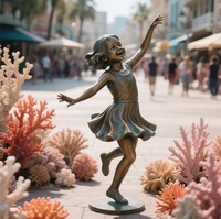 Escultura DE BRONCE al aire libre personalizada de tamaño real, estatua de chicas bailando a la venta