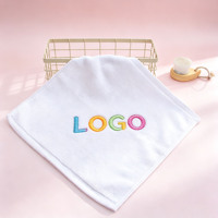 Custom LOGO Pure White Cotton 30*30cm Square Towels Gentle Facial Wipes for Esthetician Salon Skin Cleansing Daily Care