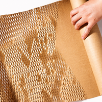 Rouleau d'emballage antichoc en papier kraft alvéolé extensible et recyclable pour cadeaux, bouteilles, autocollants - Écologique