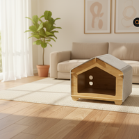 Lit pour animaux de compagnie en bois de bambou moderne et luxueux, petit, pour l'intérieur, avec motif de lettres, pour chats et chiens