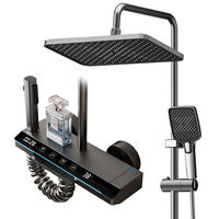 Popüler 4 Yönlü LED Akıllı Dijital Masajlı Banyo Duş Seti Sistemi Parlak Duvar Tipi İç Mekan Kolon Duş Bataryası Termostatlı