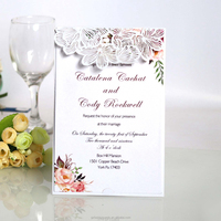 Tarjeta de Invitación de Boda con Corte Láser de Rosa y Tarjetas de Felicitación Personalizadas con Corte Láser