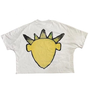 Personnalisé décontracté graphique sérigraphie t-shirt unisexe goutte épaule t-shirt col montant 100% coton surdimensionné recadrée t-shirt hommes - Product Image 5