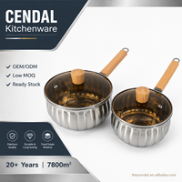 Casserole en acier inoxydable, petite casserole avec poignée en bois, mini-casserole, fabricant OEM ODM
