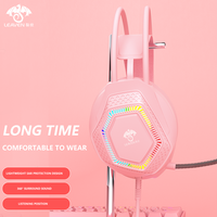 Produit phare Casque de jeu PC Casque 7.1 avec lumière LED LEAVEN G70 Bass Stéréo Casque filaire Blanc