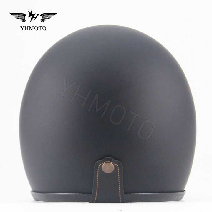 DOT Vintage Open Face Motorcycle Helmet - Classic Matte Black