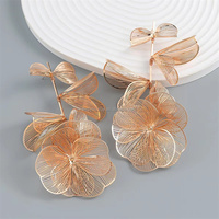 RE6382 Boucles d'oreilles pendantes fleur romantique pour enfants, bijoux de mariage bohèmes de luxe en alliage