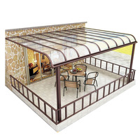 Véranda en alliage d'aluminium pour villa, avec toit en verre trempé, isolation thermique, balcon extérieur scellé, anti-typhon