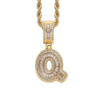 Collar con Letras del Alfabeto A-Z de Circonia Cúbica, Collar con Nombre Inflado, Inicial en Forma de Globo para Mujer, Chapado en Oro de 18K, Joyería Hiphop