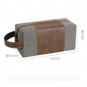 Personalized Canvas & PU Leather <b>Toiletry</b> <b>Bag</b> - Custom Logo Travel Kit <b>for</b> <b>Men</b> - Product Image 4