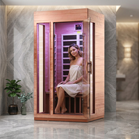 Sauna infrarouge électrique moderne pour 1 personne, en bois de pruche, écologique, avec 5 chauffages, idéal pour appartement – En stock aux États-Unis, produit phare