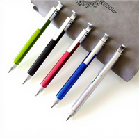 Stylo promotionnel multifonction avec niveau à bulle en plastique, tournevis, règle en pouces, pointeur laser, stylo à bille et logo personnalisé