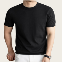 Chemise Homme Manches Courtes Col Rond Style Coréen Décontracté Coupe Slim Séchage Rapide Anti-Plis en Soie de Mûrier et Rayonne QianFeng Haut de Gamme Élégante Style Ancien