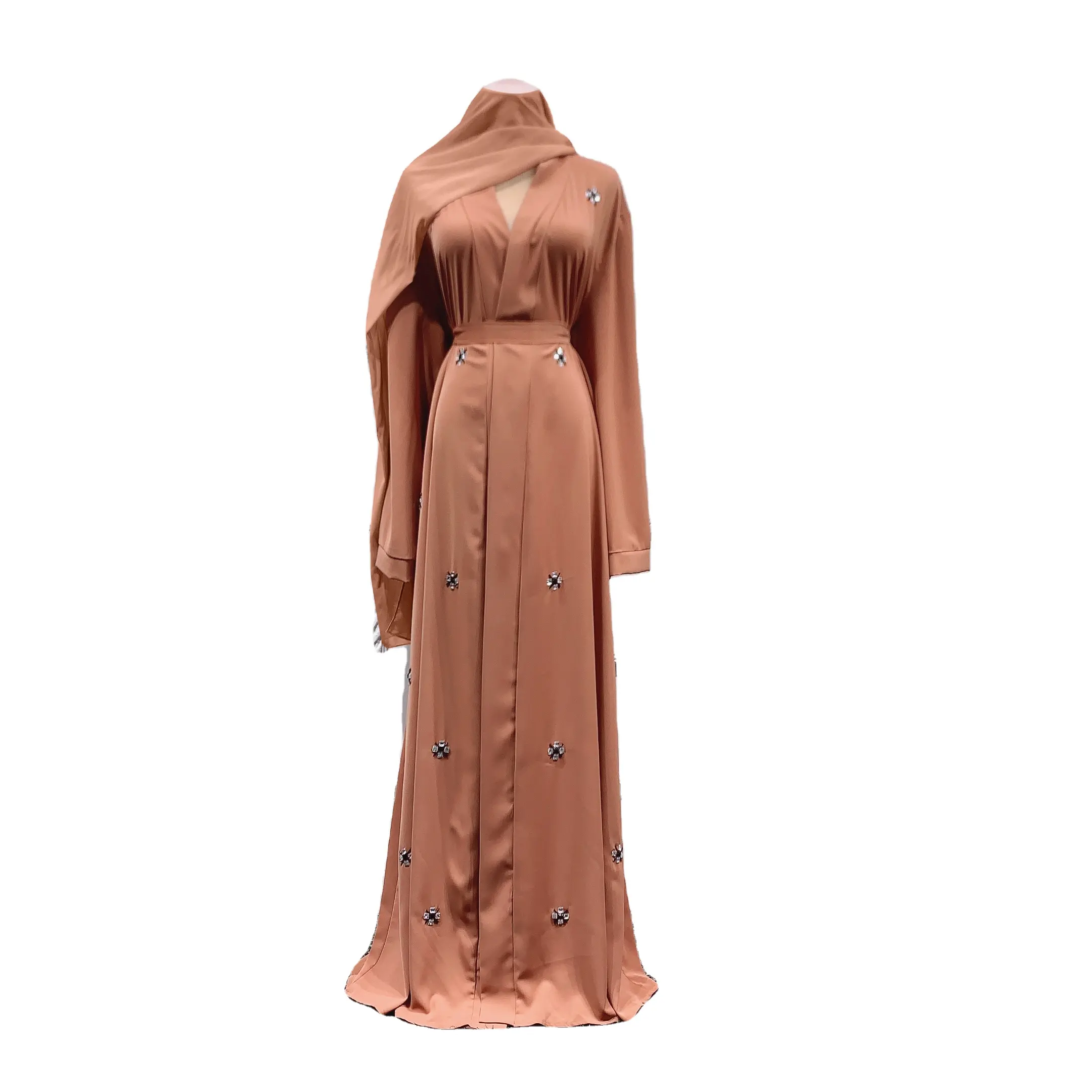 2022Traditional muslim clothing Islamic women's clothing Abaya dress dress ladies robe chiffon two-color merger fashion