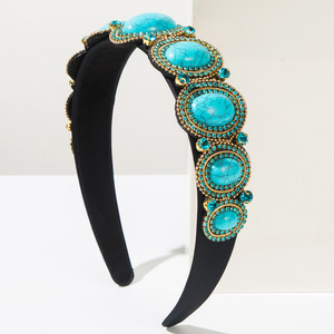 Serre-tête baroque pour femme, bord large avec pierres lâches, accessoire de cheveux élégant pour soirée - Product Image 6