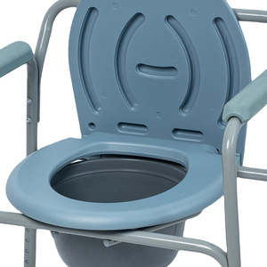 Chaise de toilette pliable portable en acier inoxydable avec seau pour usage domestique par les patients handicapés - Product Image 2